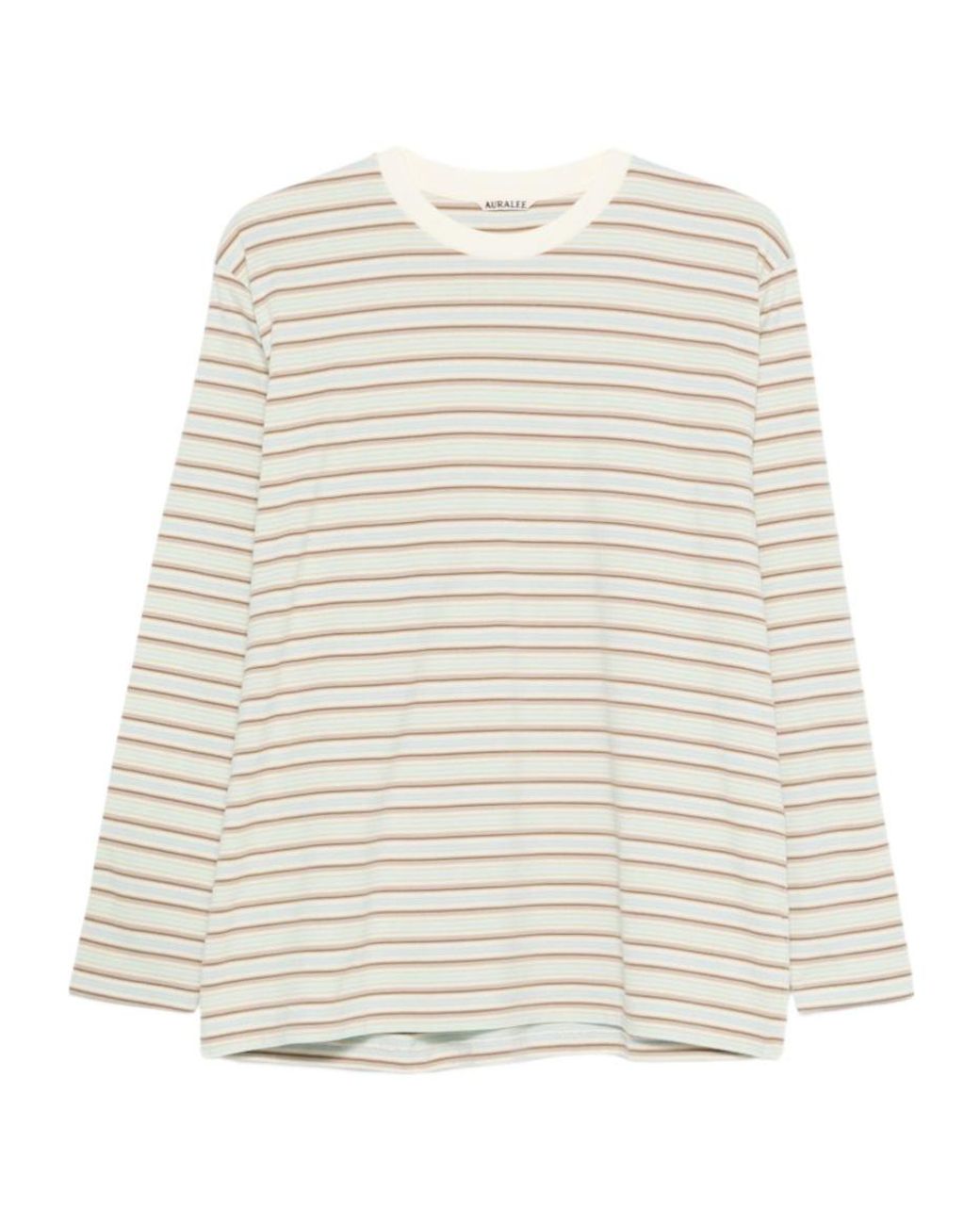 Auralee Natural Gradient Stripe Long Sleeve T-Shirt for men