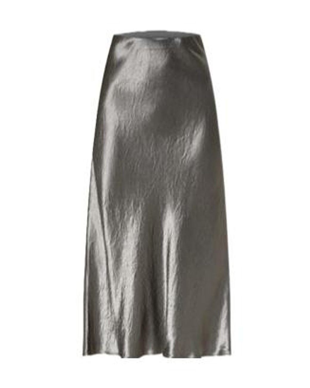 Max Mara Gray Satin-Finish Silk Skirt