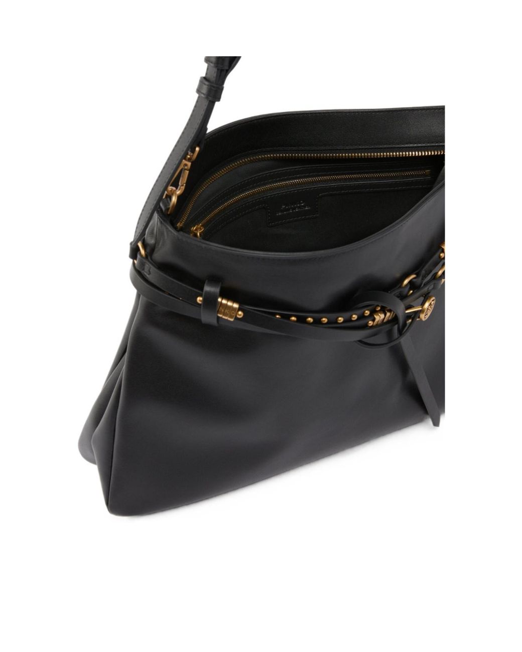 Pinko Black Belt Large Shoulder Bag
