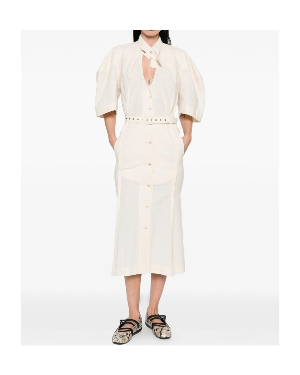 Vivienne Westwood White Belted Loop Midi Dress