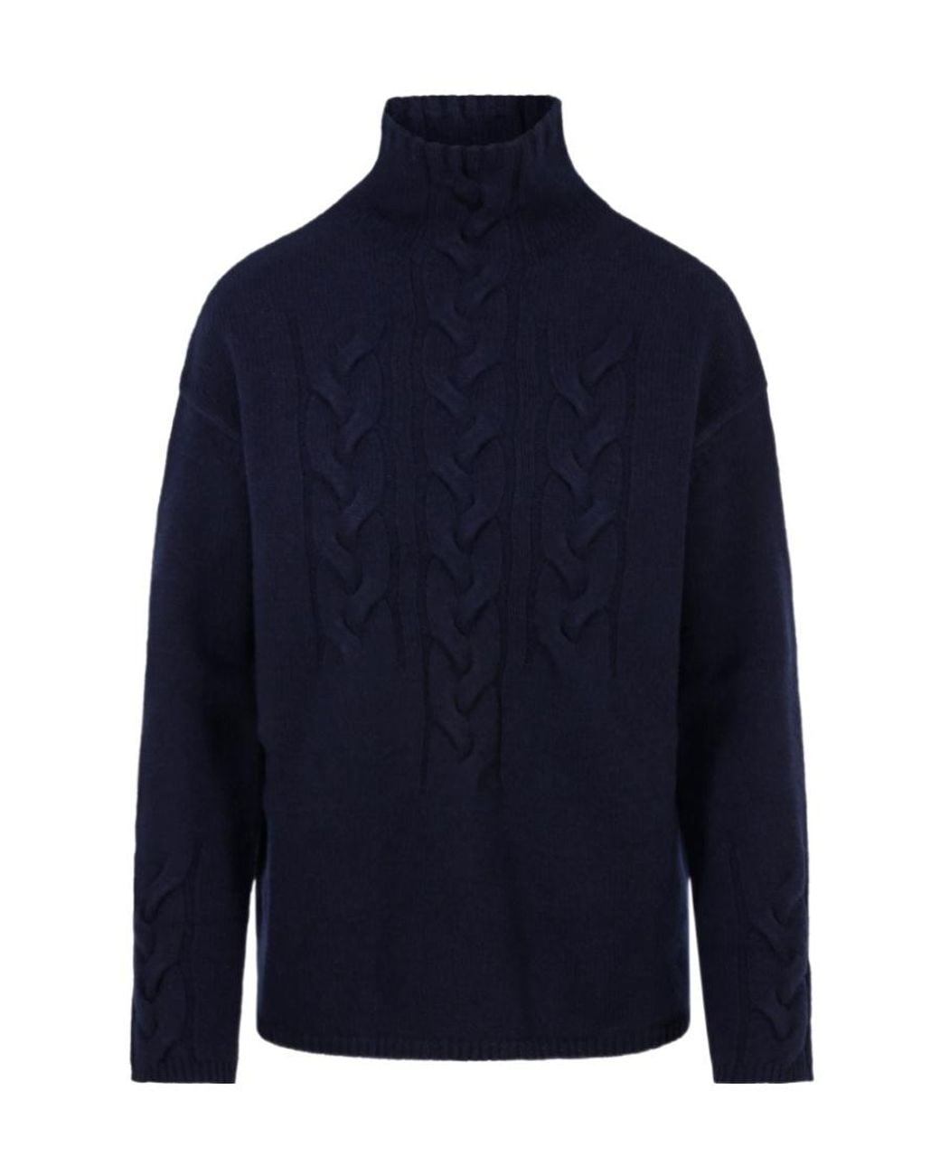 Max Mara Blue High-Neck Long-Sleeved Sweater