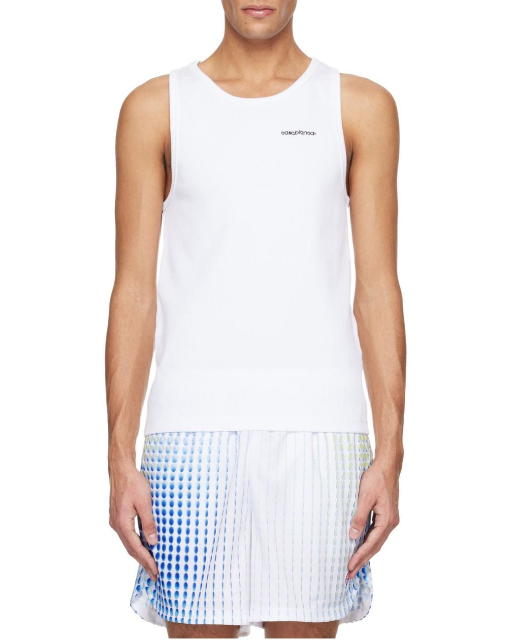 Casablanca White Ribbed Tank Top for men