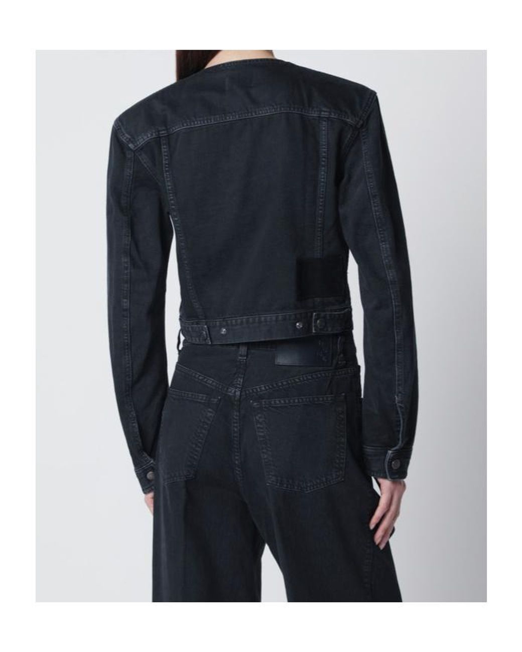 Haikure Black Buttoned Cropped Jacket