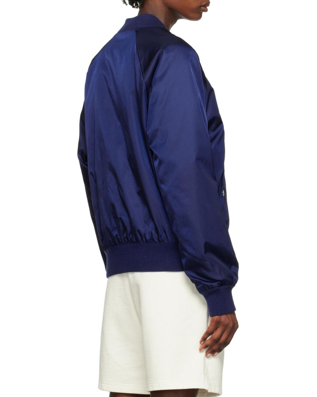 AMI Blue Logo-Embroidered Bomber Jacket for men