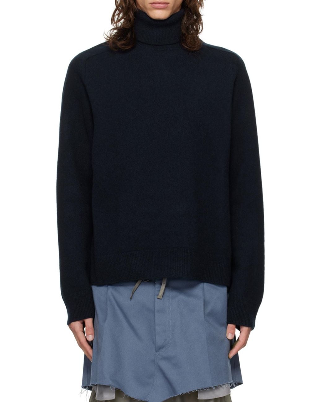 Maison Margiela Blue Roll-Neck Knitted Jumper for men