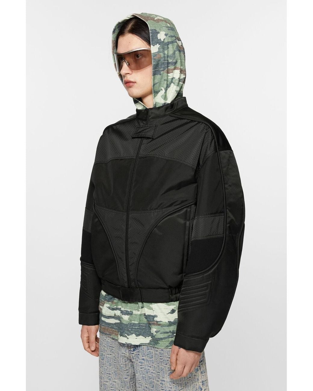 Acne Black Panelled Padded Jacket for men