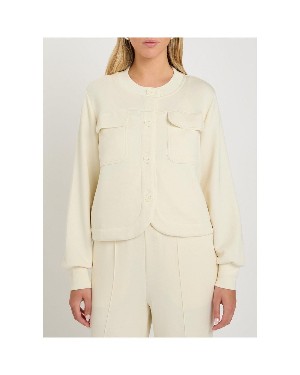 Varley White Stretch-Jersey Cardigan