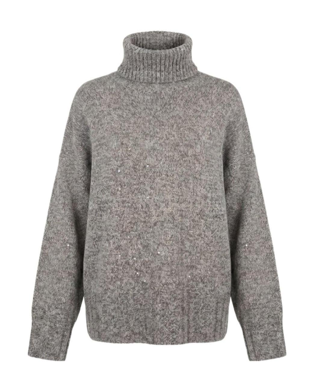 Pinko Gray Dresda Sequin-Embellished Knitted Jumper