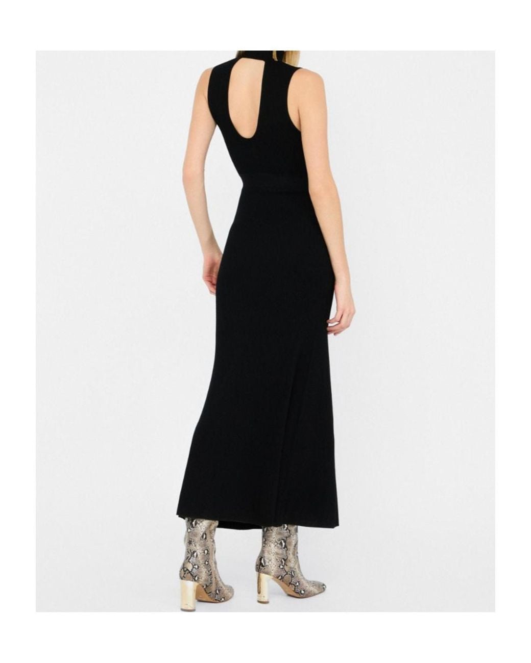 Liu Jo Black Ribbed High-Neck Maxi Dress