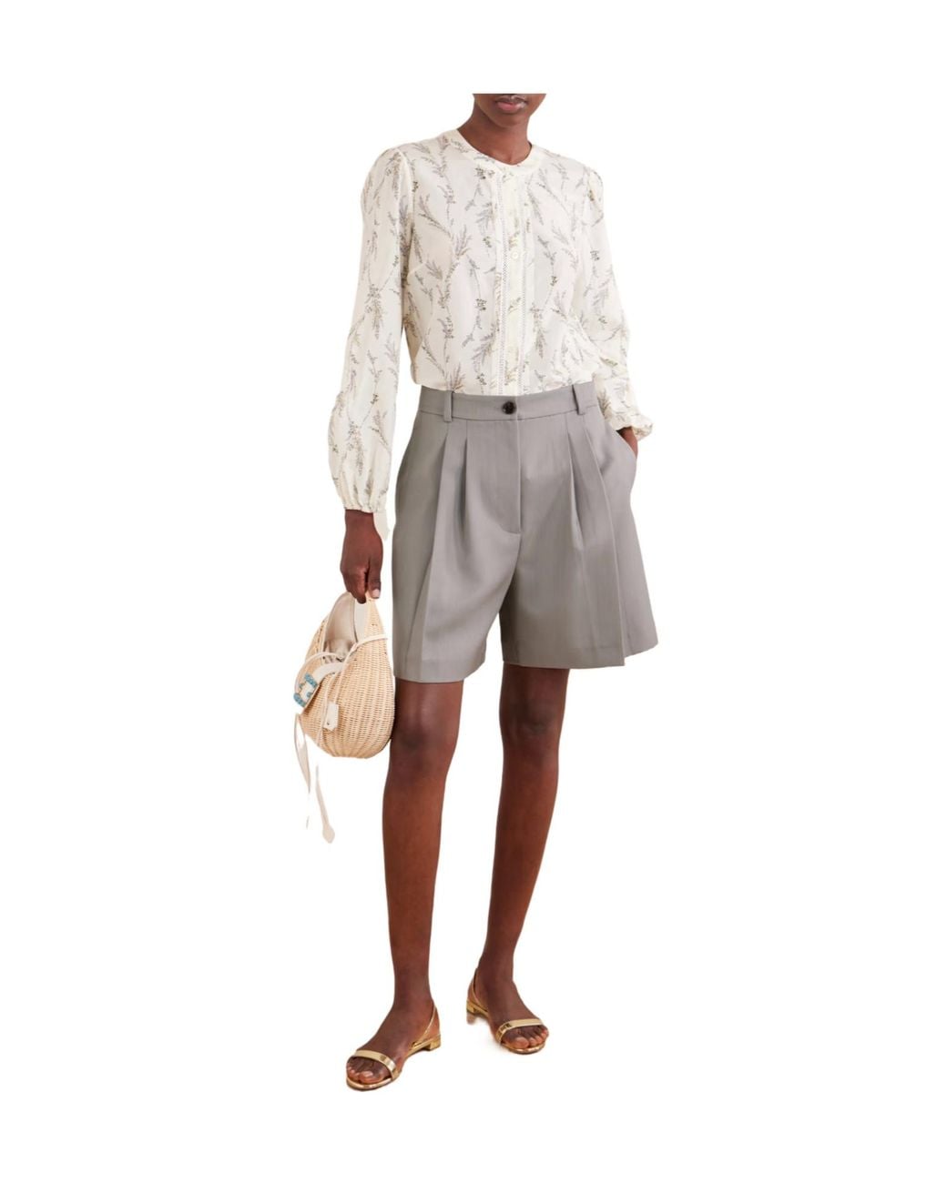 Veronica Beard White Puffsleeve Blouse