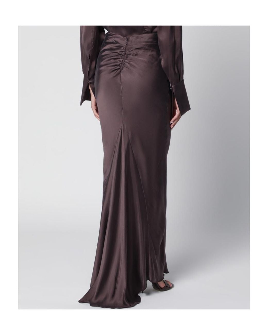 ANDAMANE Purple Flared Maxi Skirt
