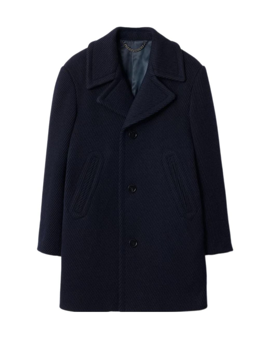 Burberry Blue Textured Single-Breasted Coat for men
