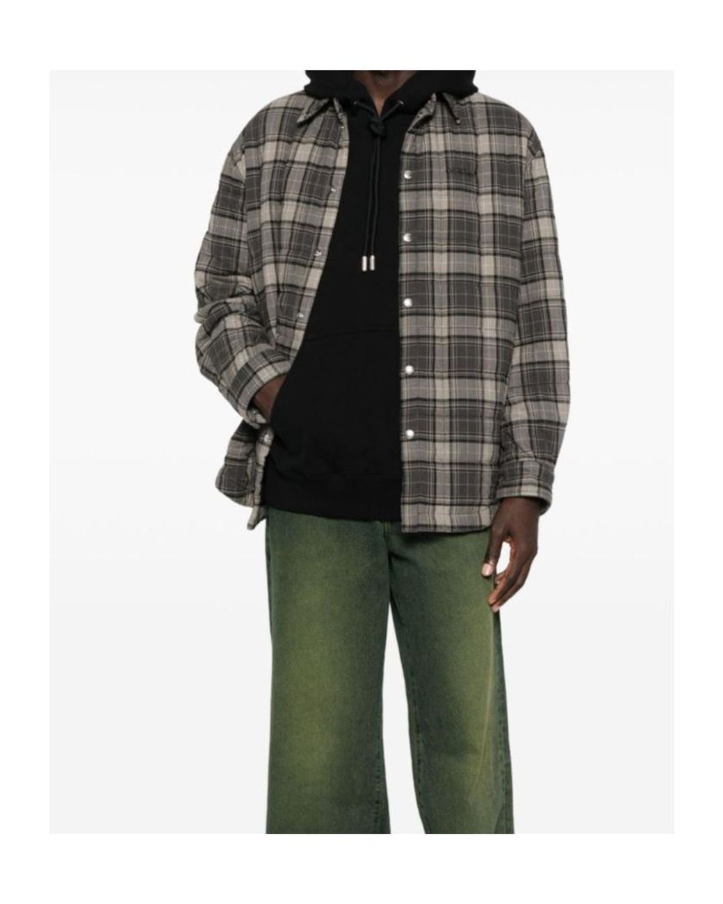 Off-White c/o Virgil Abloh Gray Checked Button-Up Shirt for men