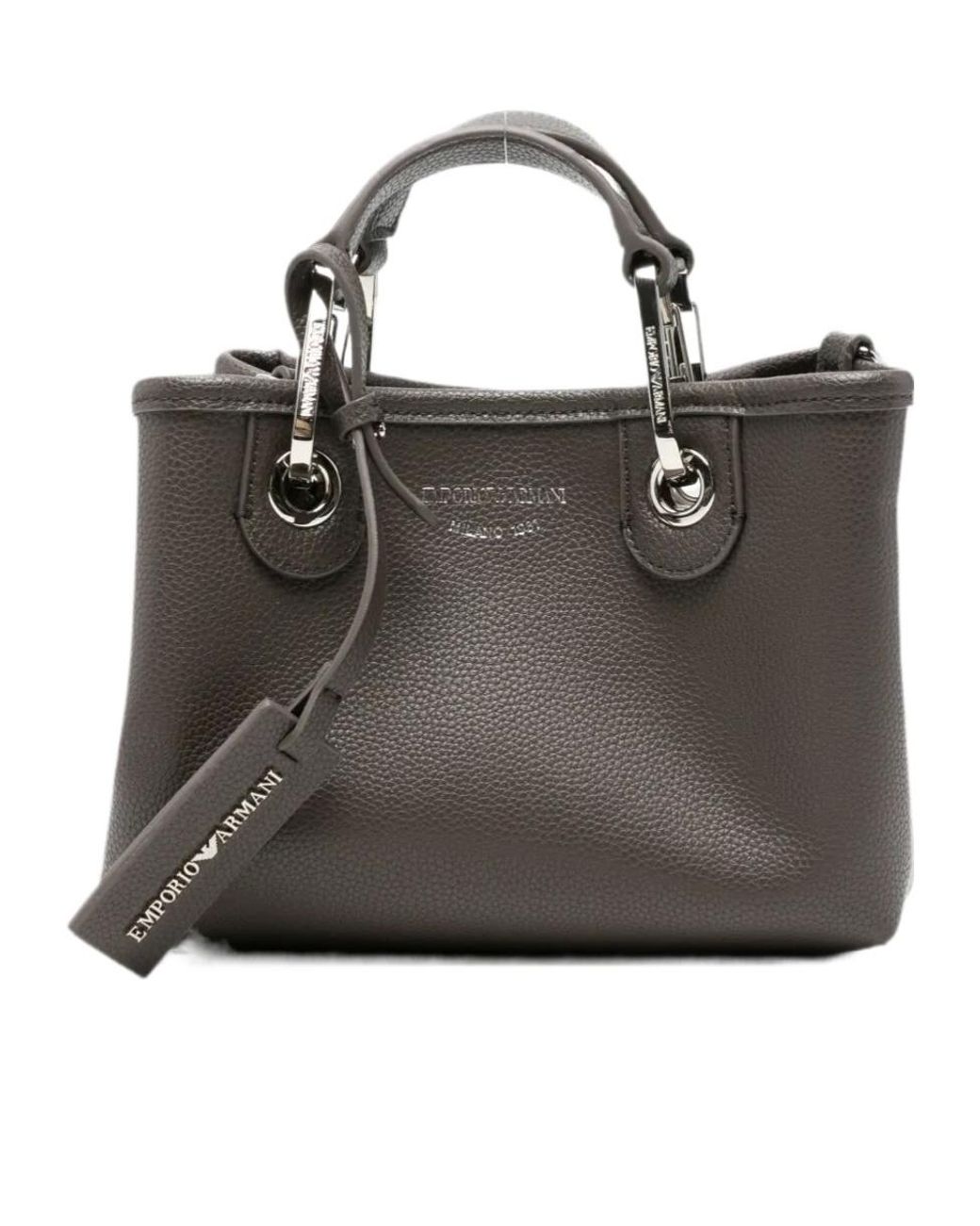 Emporio Armani Black Mini Myea Pebbled-Texture Tote Bag