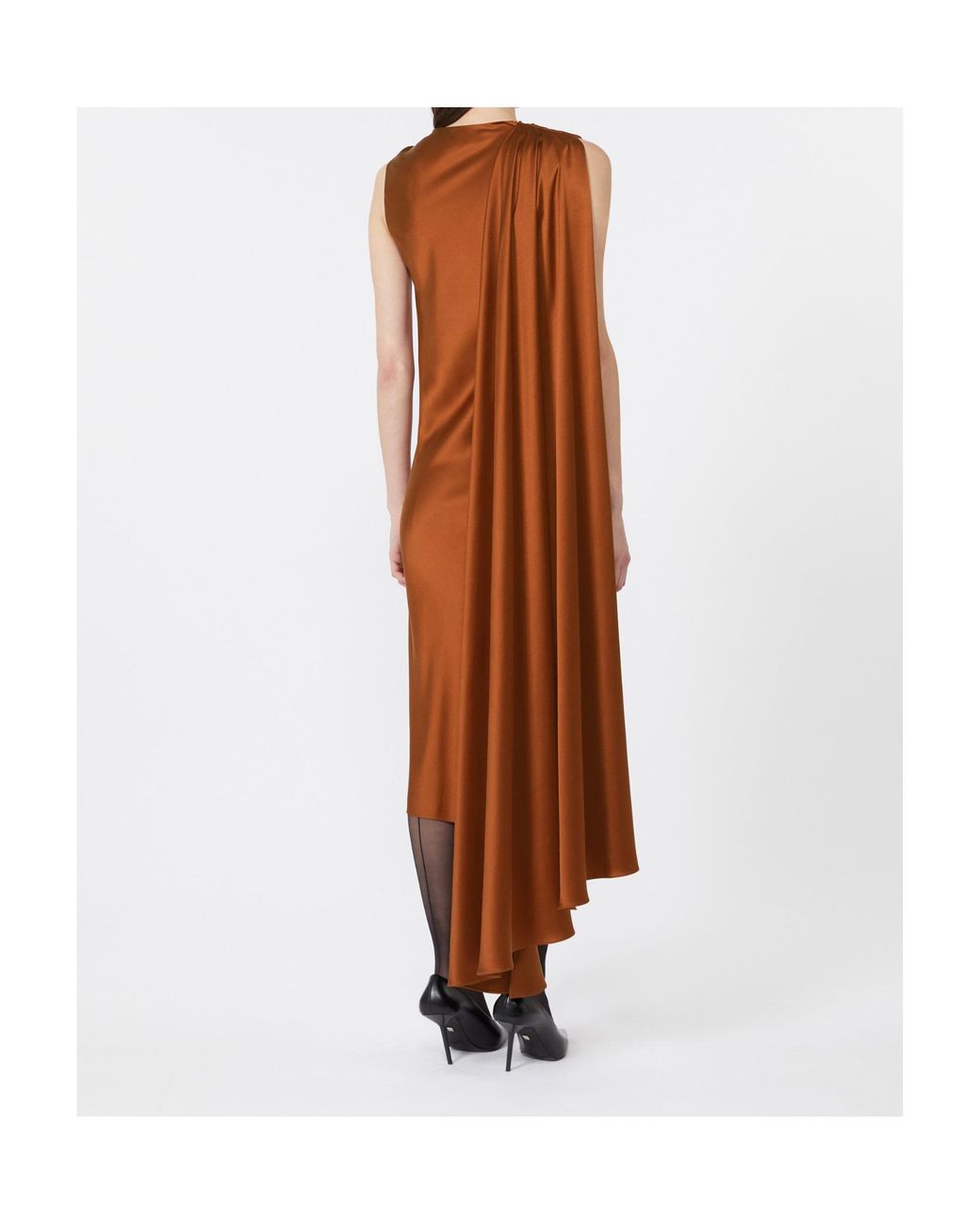 Max Mara Brown Silk Satin Cocktail Dress