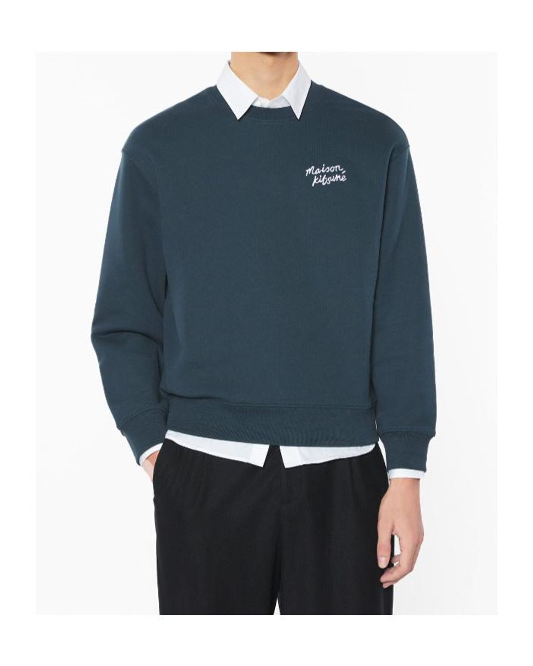 Maison Kitsuné Blue Logo-Print Sweatshirt for men