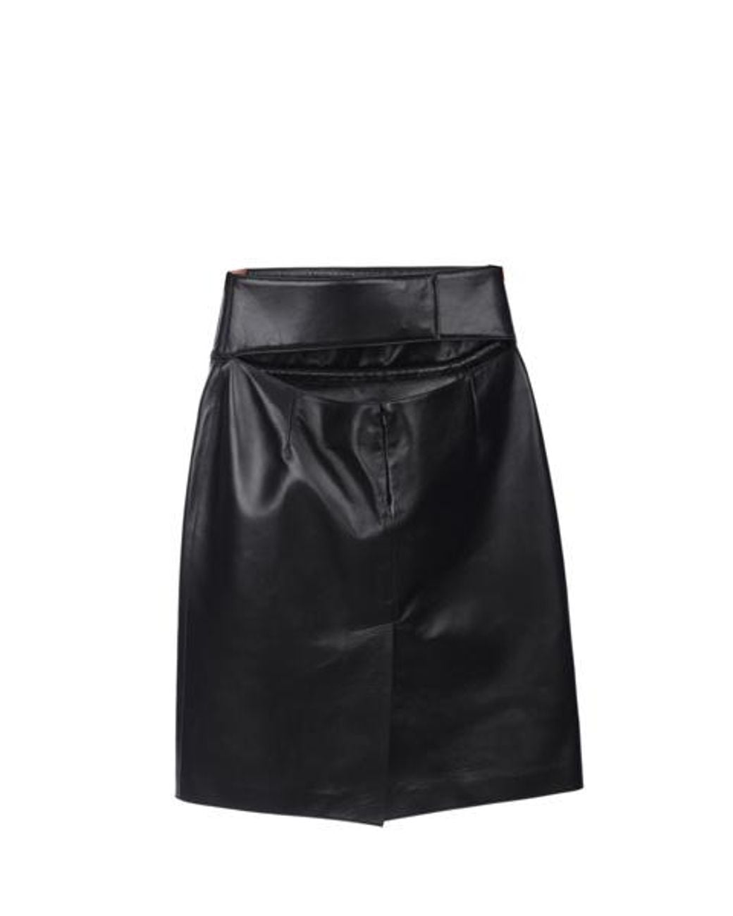 Givenchy Gray Cut-Out Detail Leather Midi Skirt