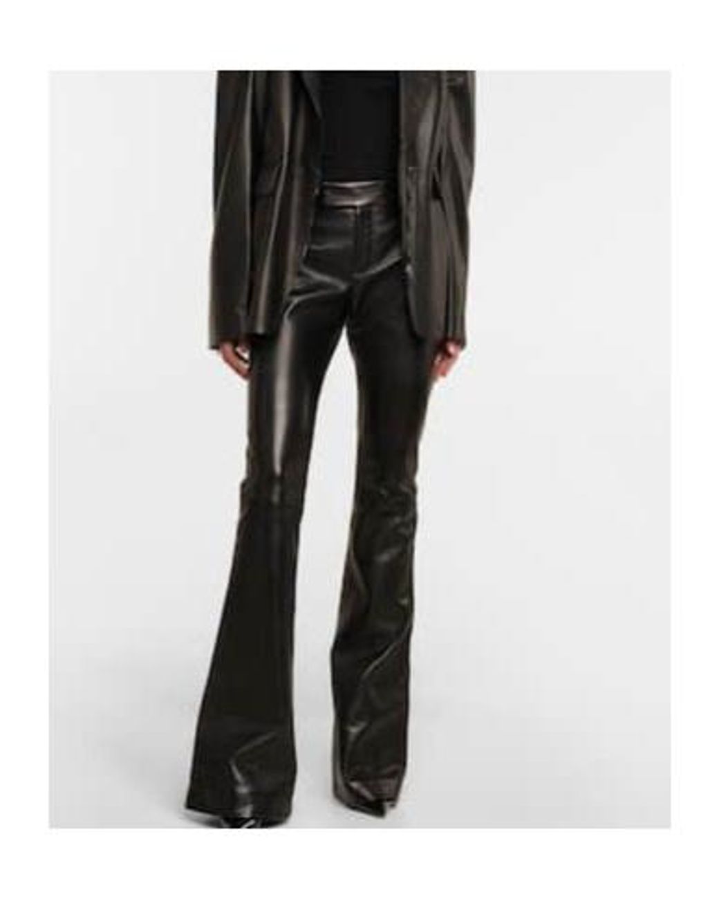 Tom Ford Black Mid-Rise Leather Flared Pants