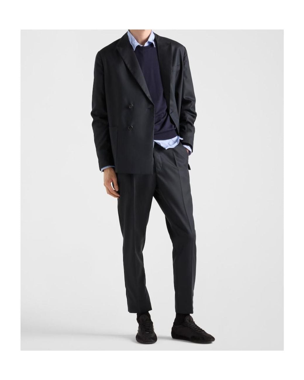 Prada Black Double-Breasted Silk Jacket for men
