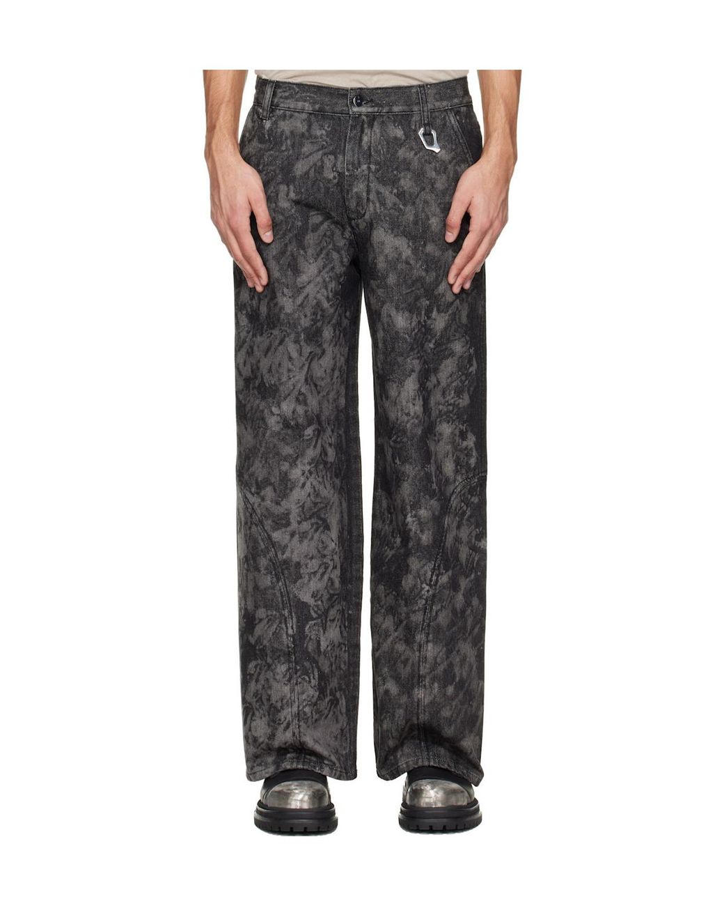 HELIOT EMIL Gray Basalt Belt Loop Jeans for men