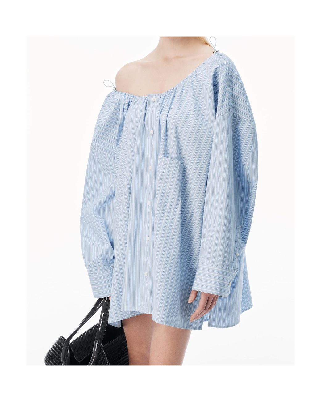 Alexander Wang Blue Bungee Scoop Neck Mini Shirt Dress