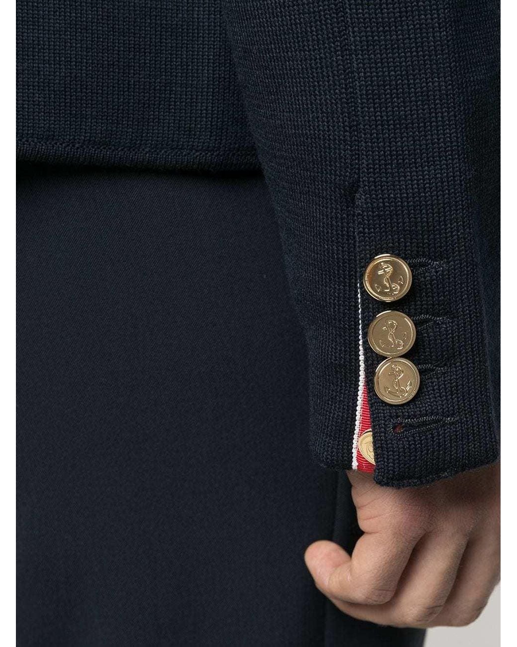 Thom Browne Blue 4-Bar Knitted Blazer for men