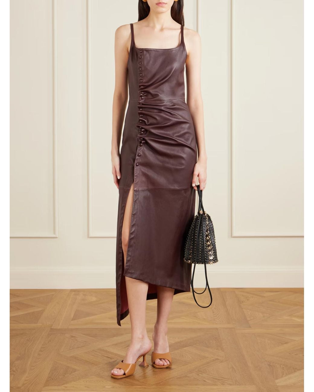 Rabanne Purple Asymmetric Ruched Dress