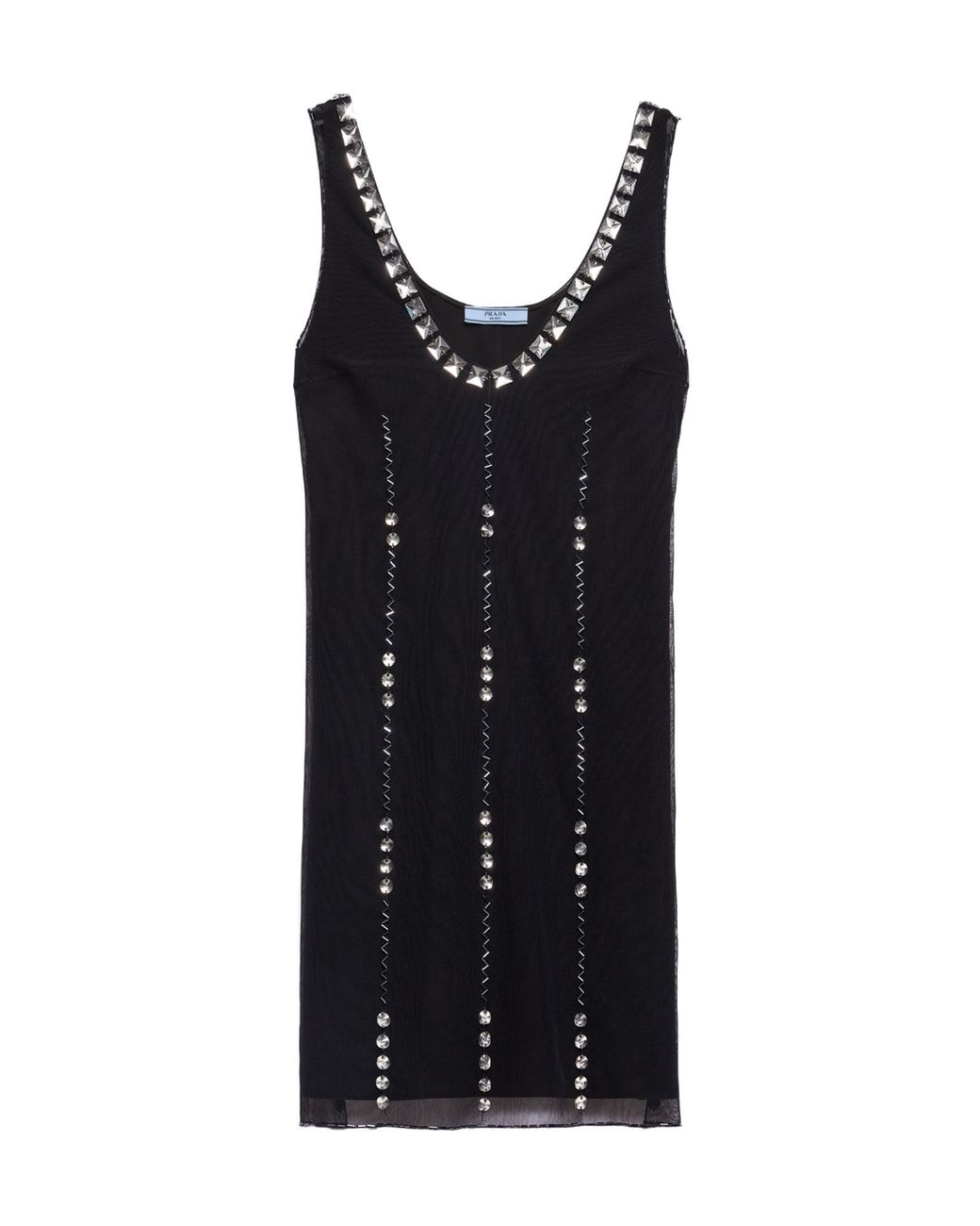 Prada Black Tulle Embellished Mini Dress