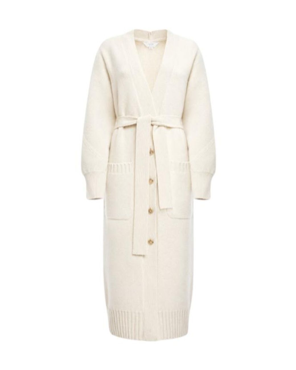 Malo White Long-Sleeved Long Cardigan