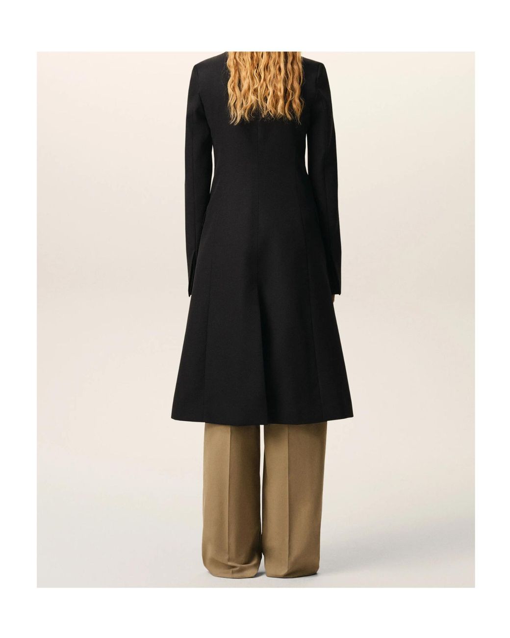 AMI Black Fitted Breasted Coat