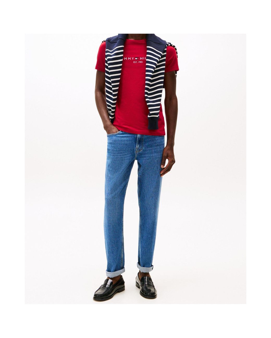 Tommy Hilfiger Red Logo Short Sleeve T-Shirt for men