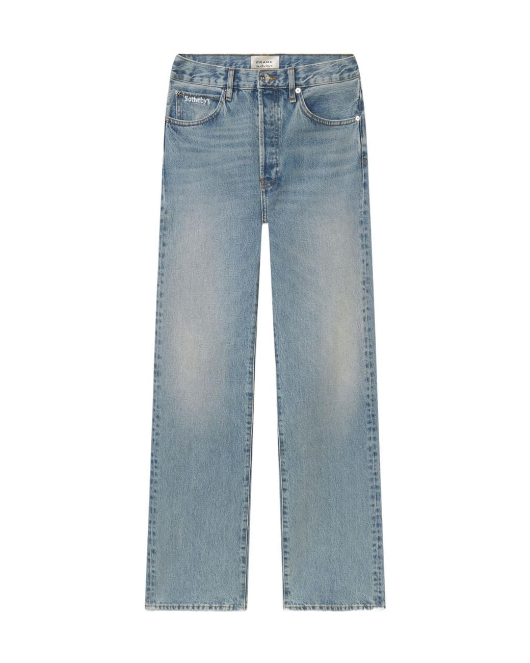 FRAME Blue High Waist Straight Jeans