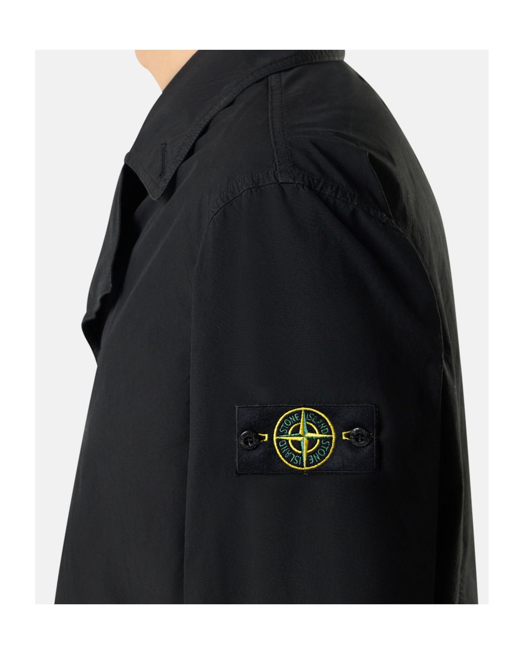 Stone Island Black Short Trench Coat With Matt Appearance And Anti-Drop for men