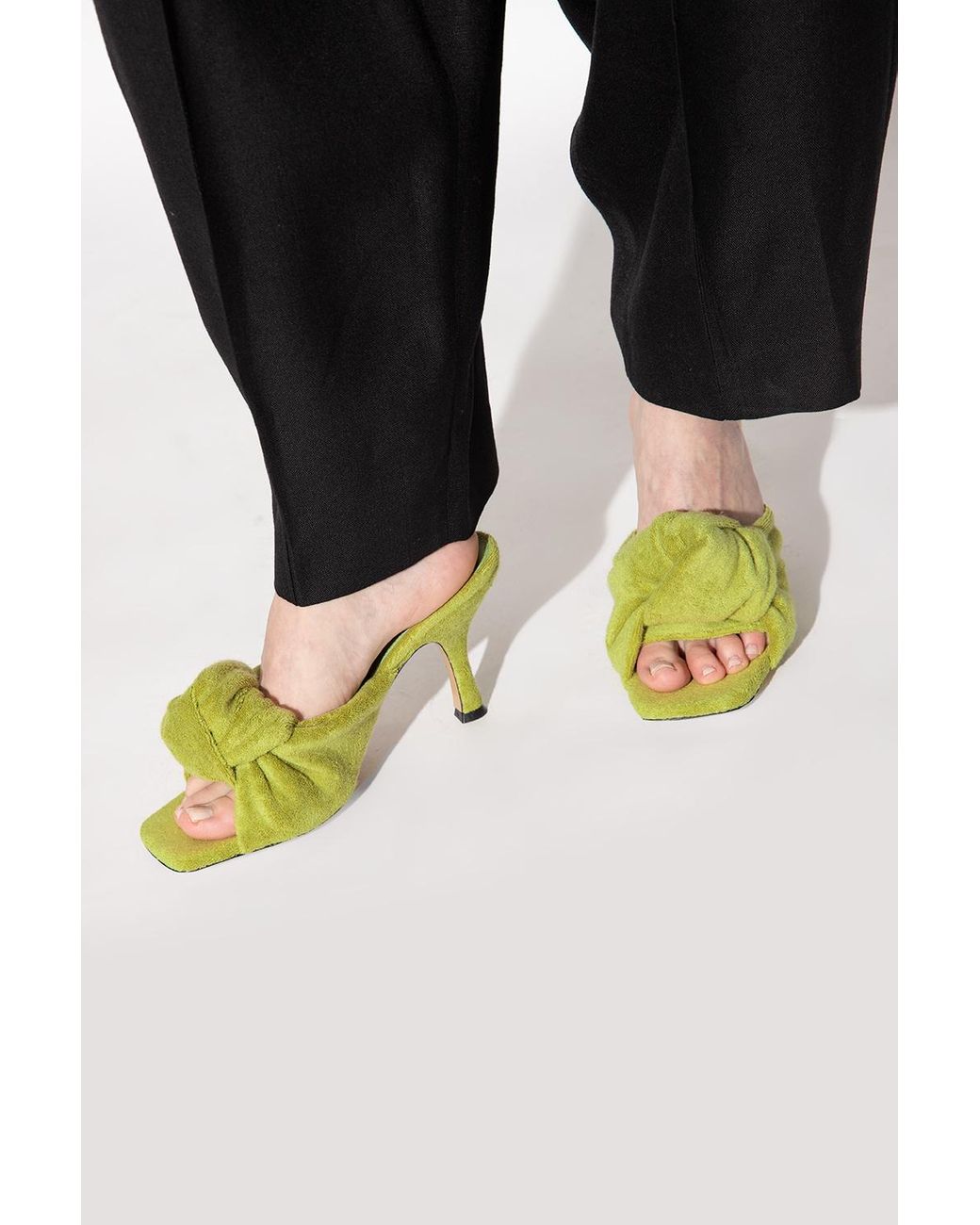 J.W. Anderson Green Terrycloth Open-Toe Mules