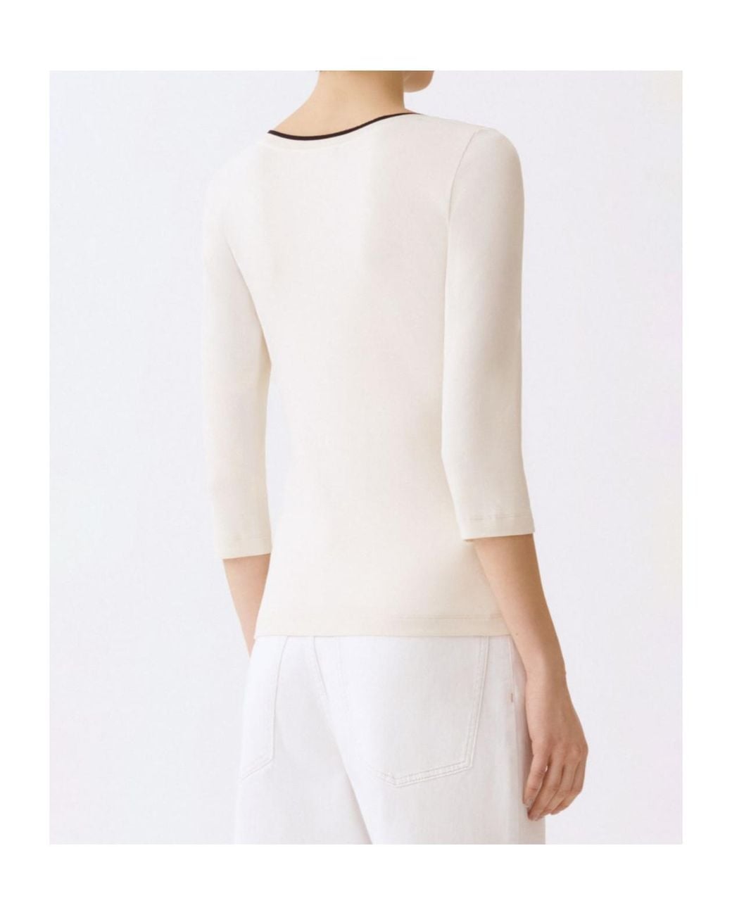 Fabiana Filippi White Boat-Neck Embellished Ribbed Top
