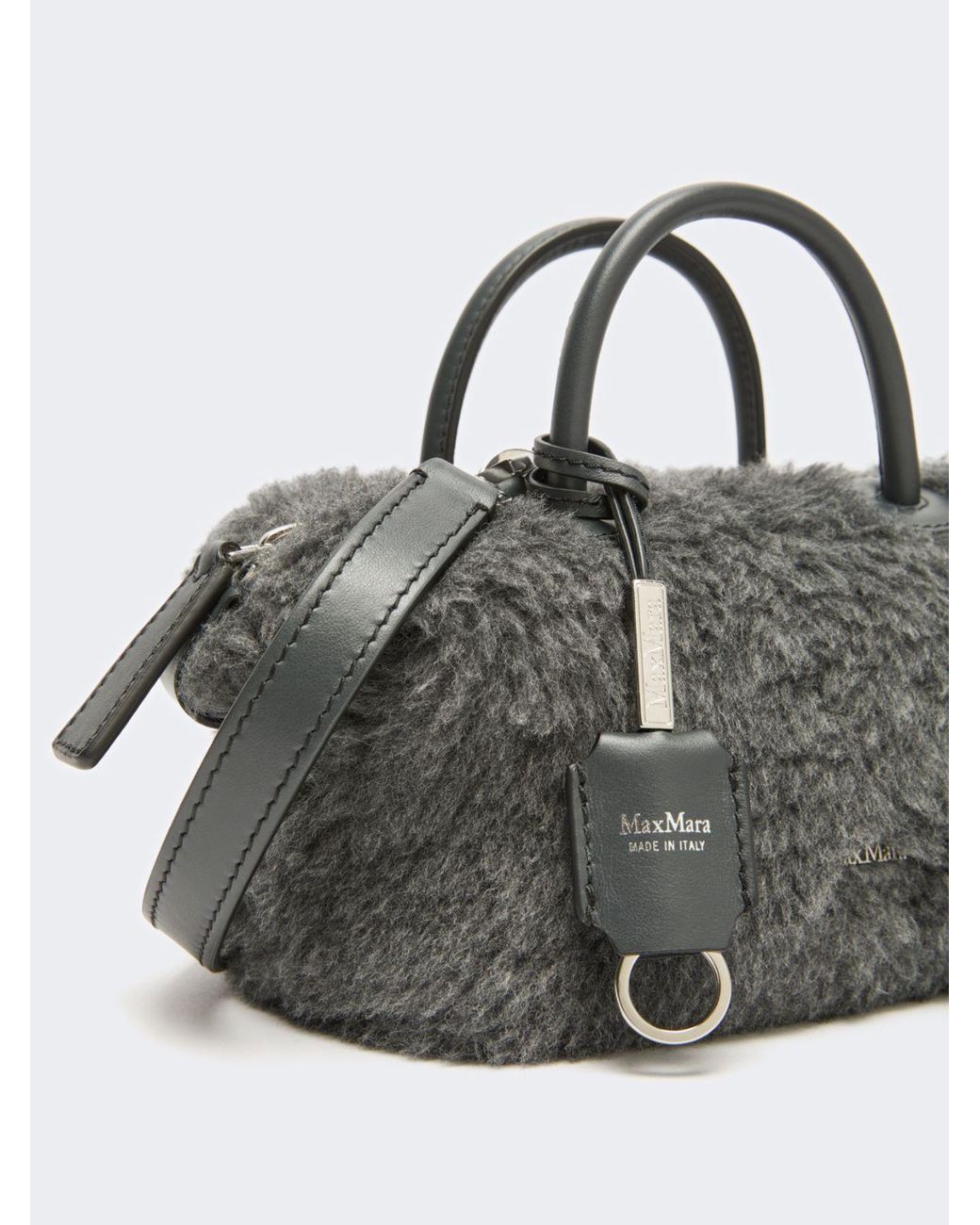 Max Mara Gray Teddy Logo Printed Satchel Bag