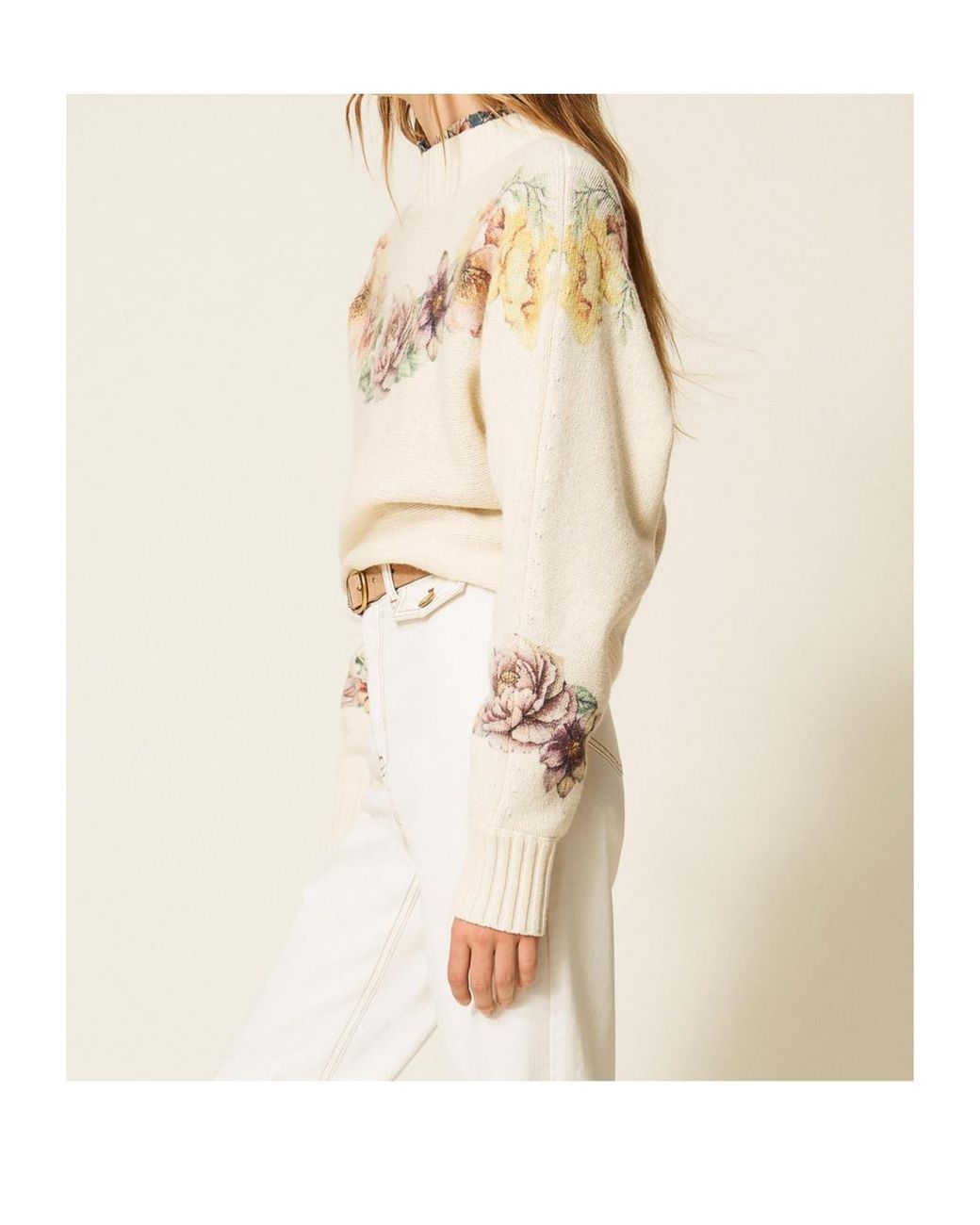 Twinset White Wool-Blend Jumper With Print