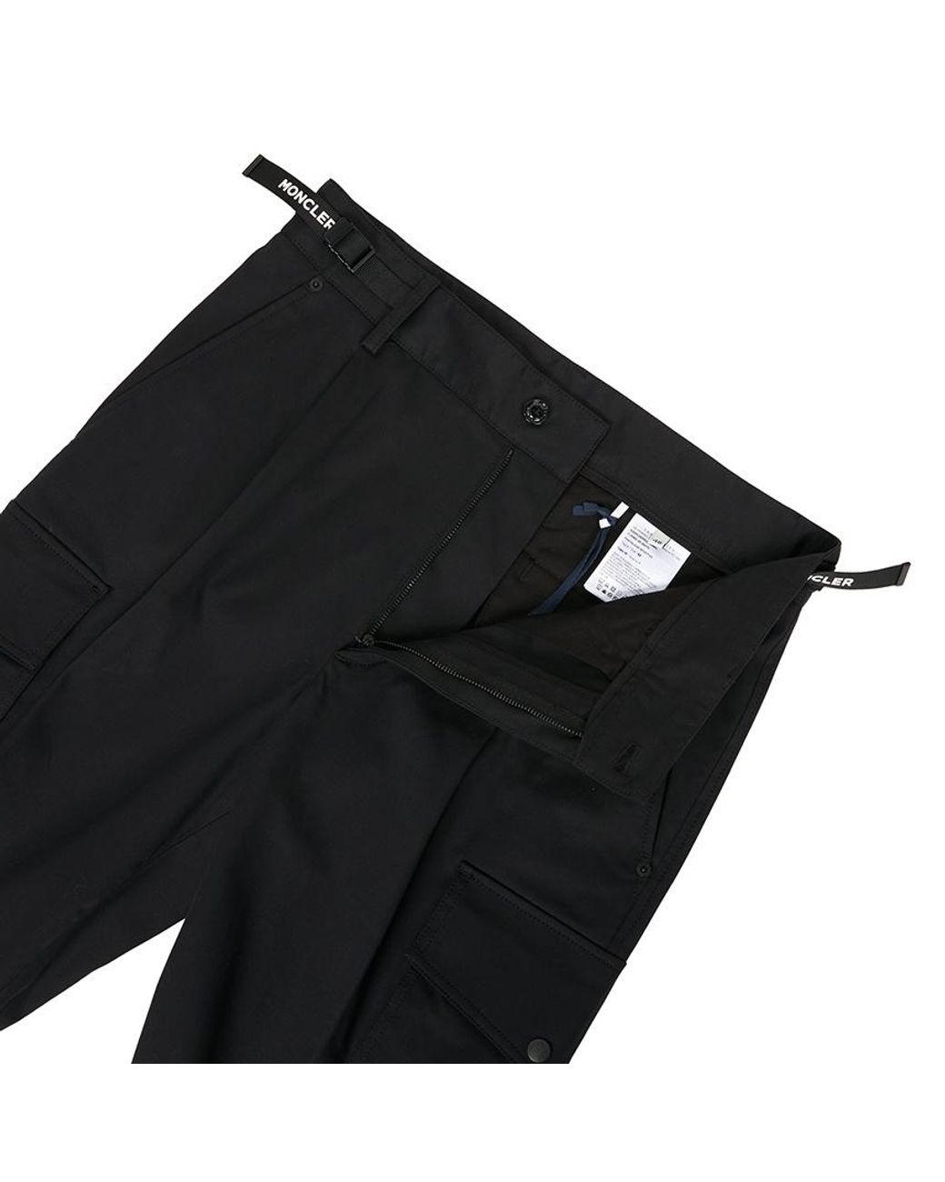 Moncler Black Gabardine Cargo Trousers for men