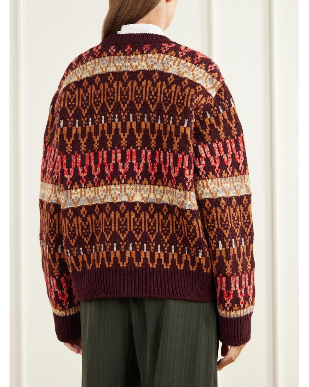 Dries Van Noten Red Jacquard Wool Sweater