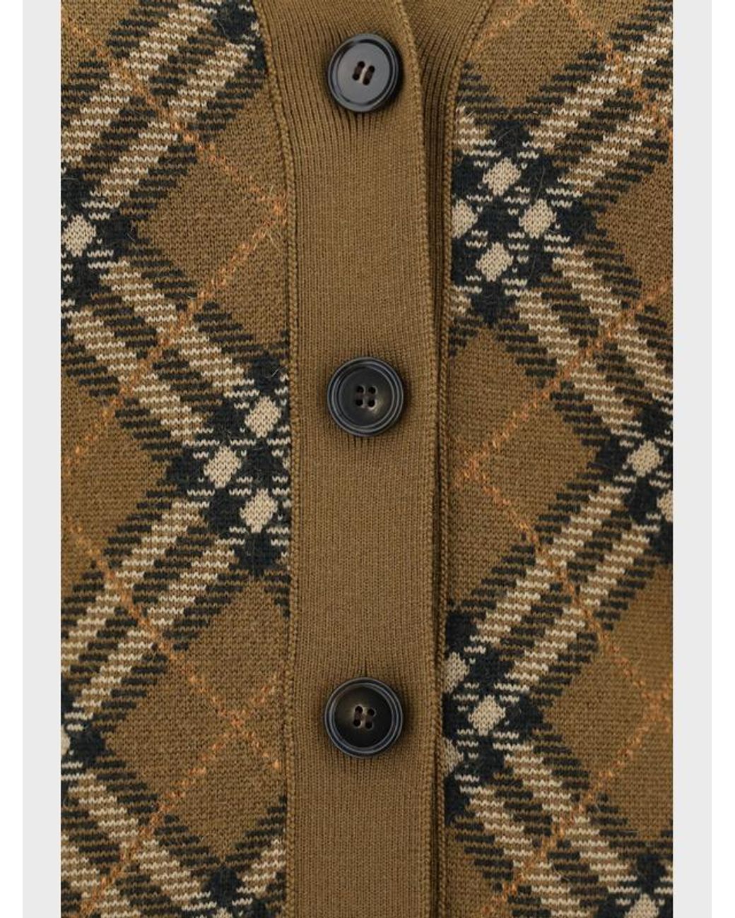 Burberry Green Checked Knitted Cardigan