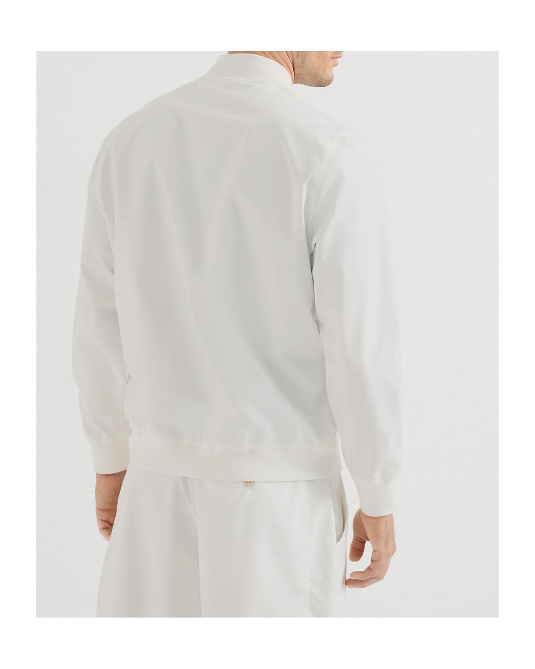 Brunello Cucinelli White Nylon Sweatshirt With Logo And Zipper for men