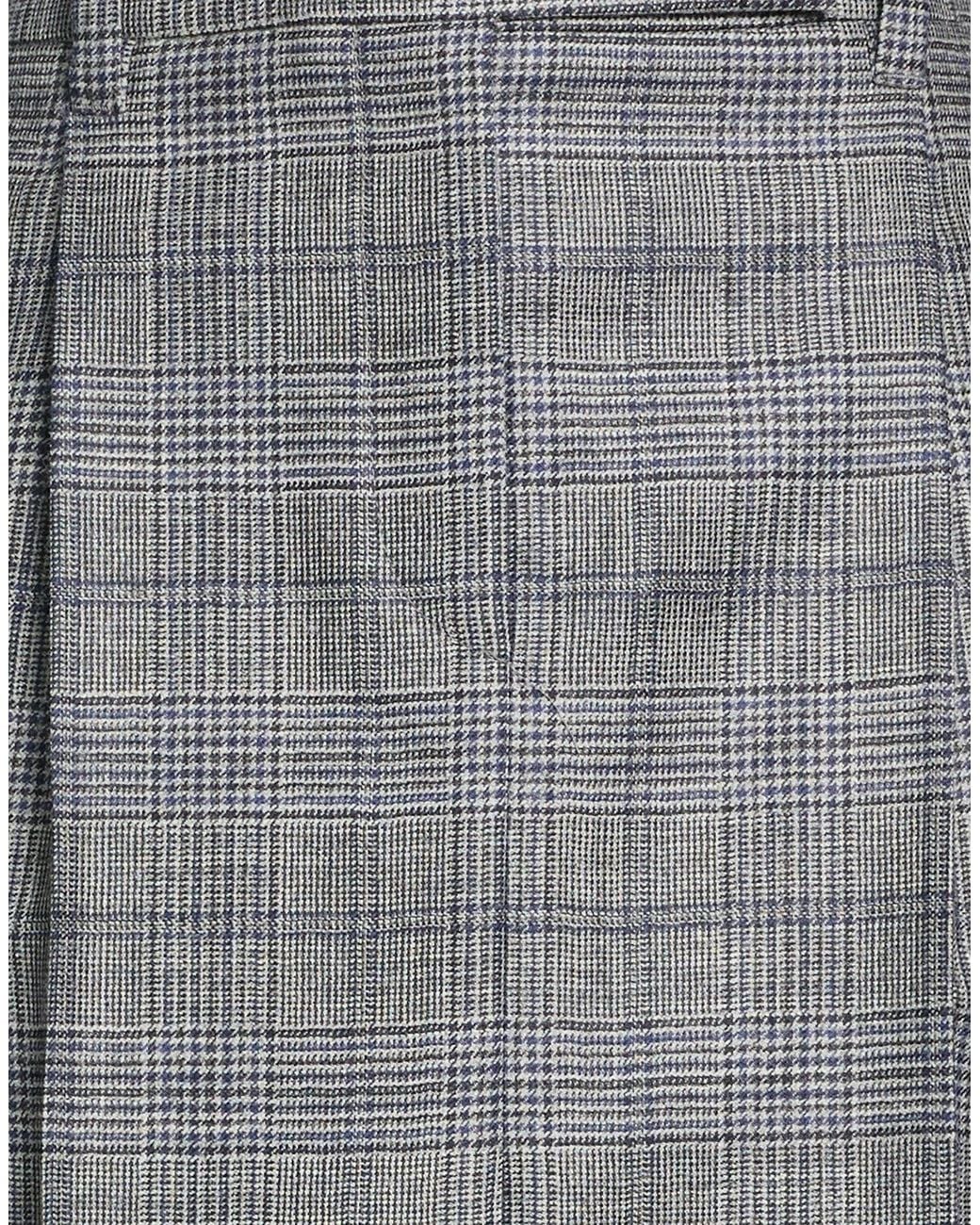 Brunello Cucinelli Gray Plaid Flared Skirt
