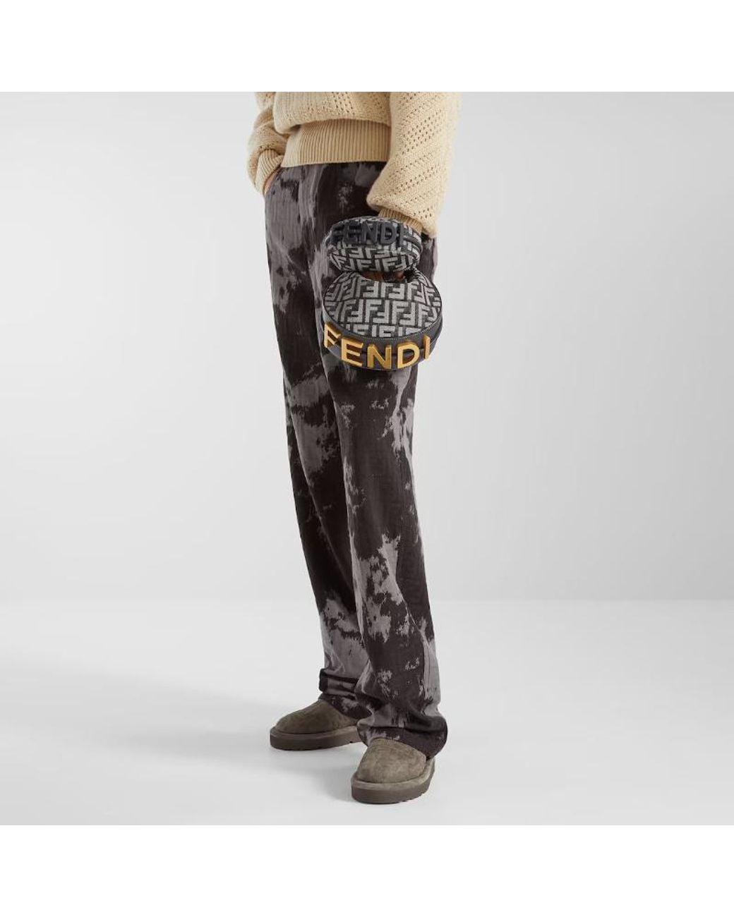 Fendi Gray Nano Graphy Ff Jacquard Hobo Bag