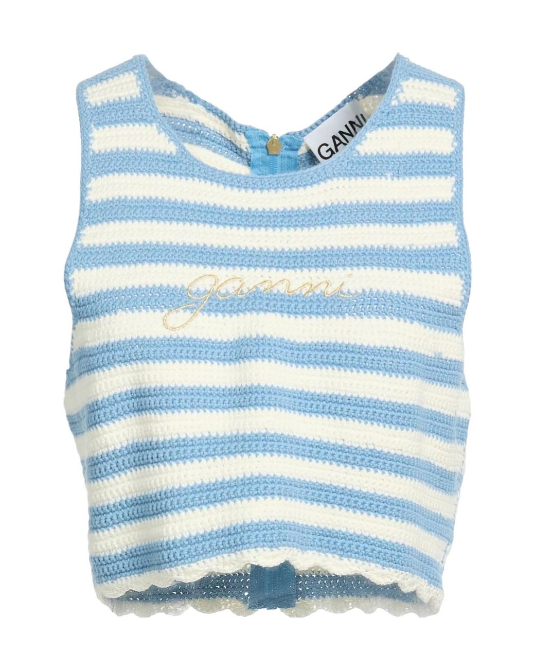 Ganni Blue Crochet Vest