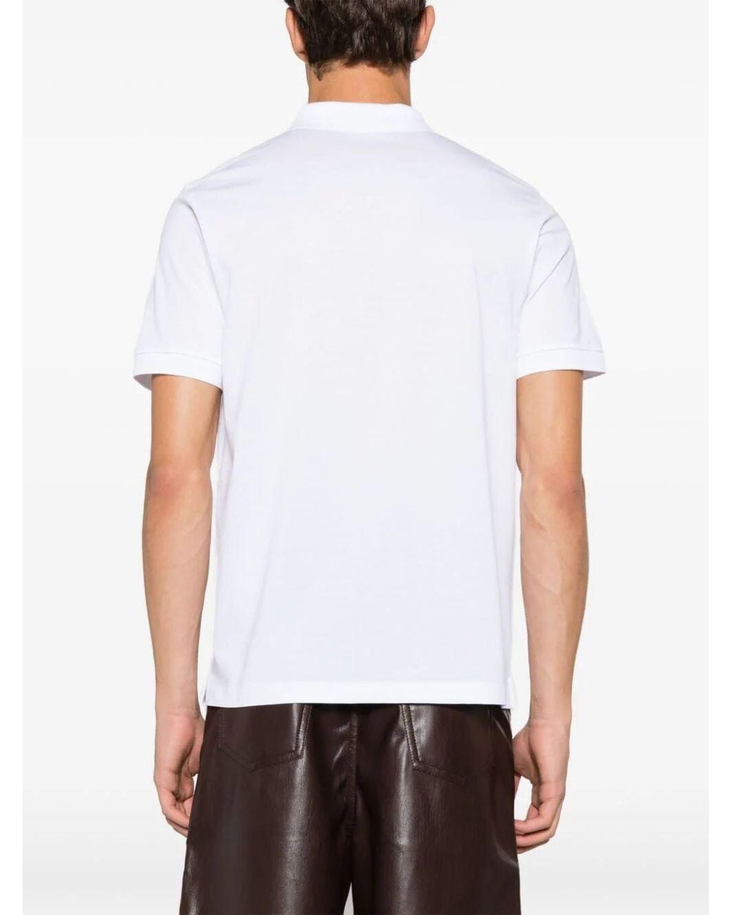 Prada White Short-Sleeved Buttoned Polo Shirt for men