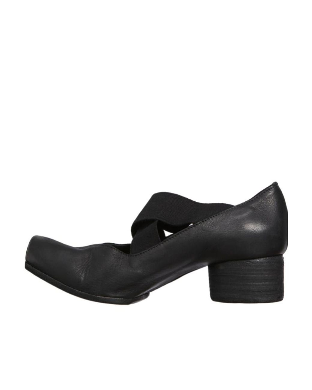 Uma Wang Black Ballerina Square Toe Elasticated Pumps