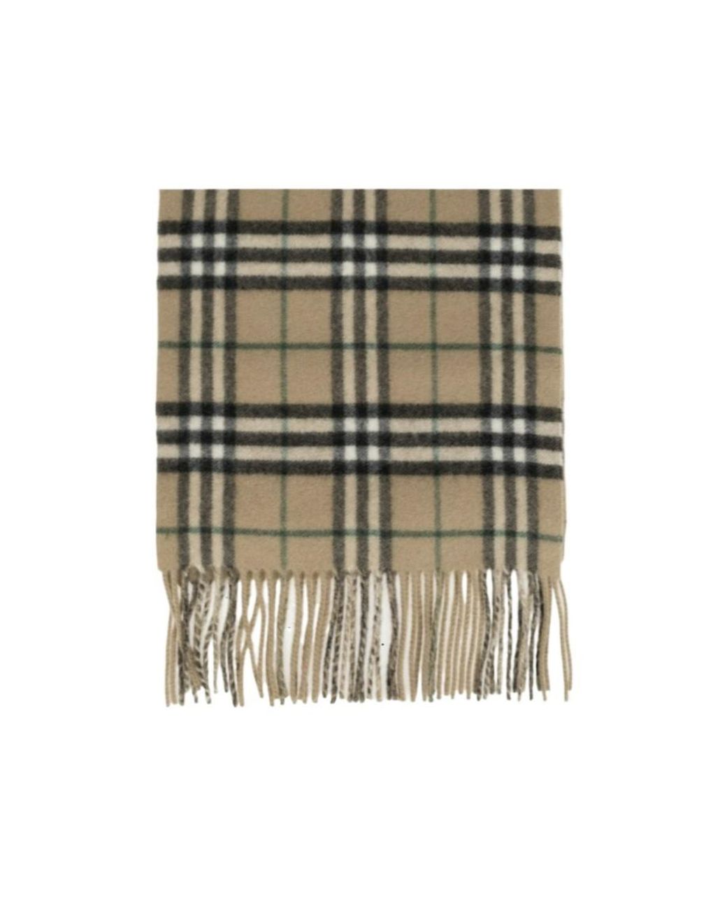 Burberry Green Checked Fringed-Edge Scarf for men