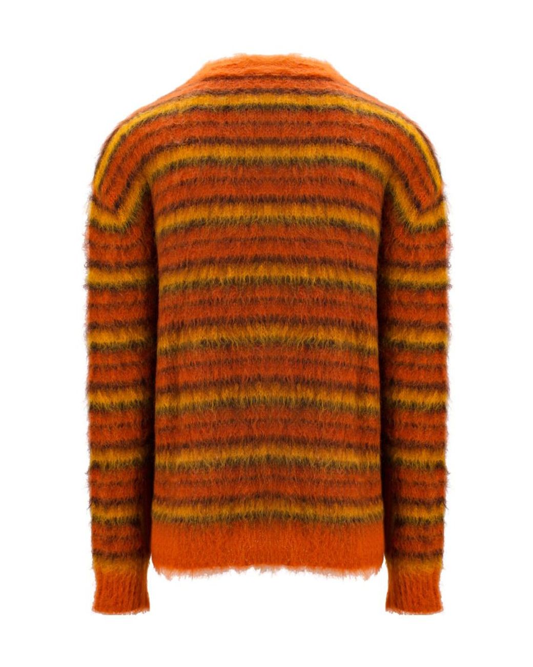 Marni Orange V-Neck Striped Knit Cardigan for men