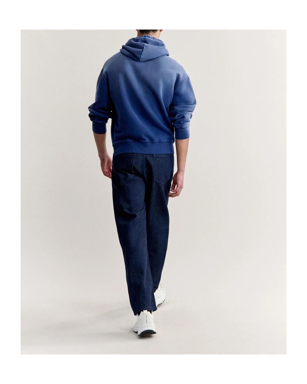 Maison Kitsuné Blue Faded-Effect Double Fox Head Comfortable Hoodie for men