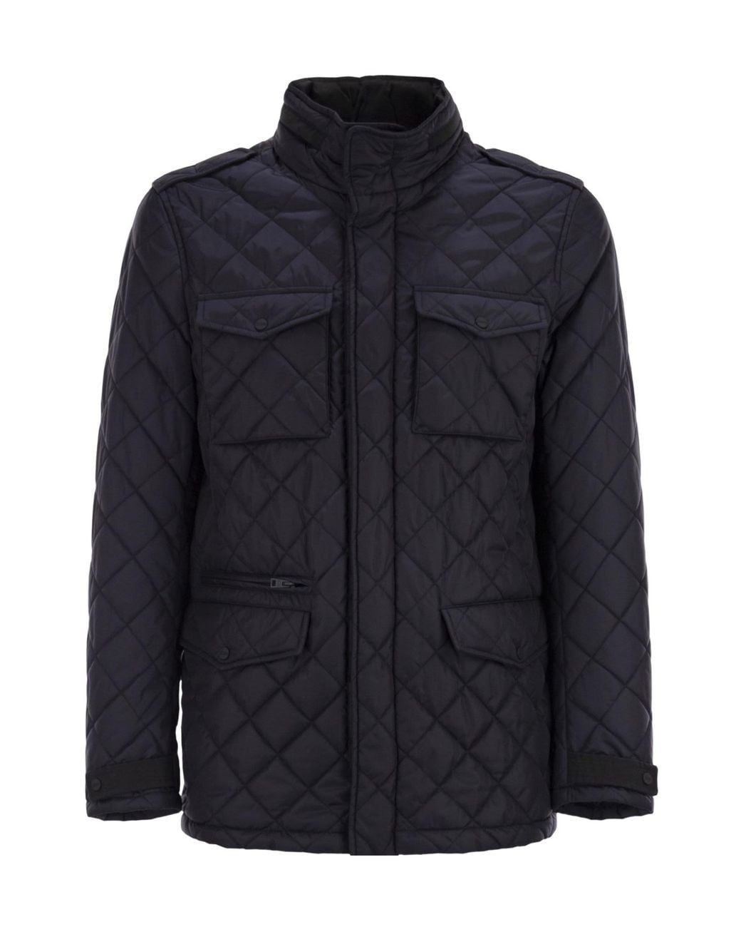 Herno Blue Diamond Quilted Cotton Jacket for men